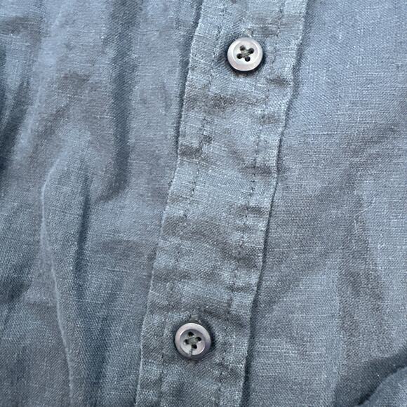 Onia Shirt Mens XL Dark Blue Linen Breathable Relaxed Coastal Beach Summertime - Picture 5 of 14